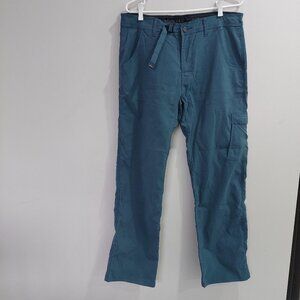 prAna Men's Grey Blue Zion II Slim Snap Roll Up Nylon Cargo Utility Pant 34W 32L